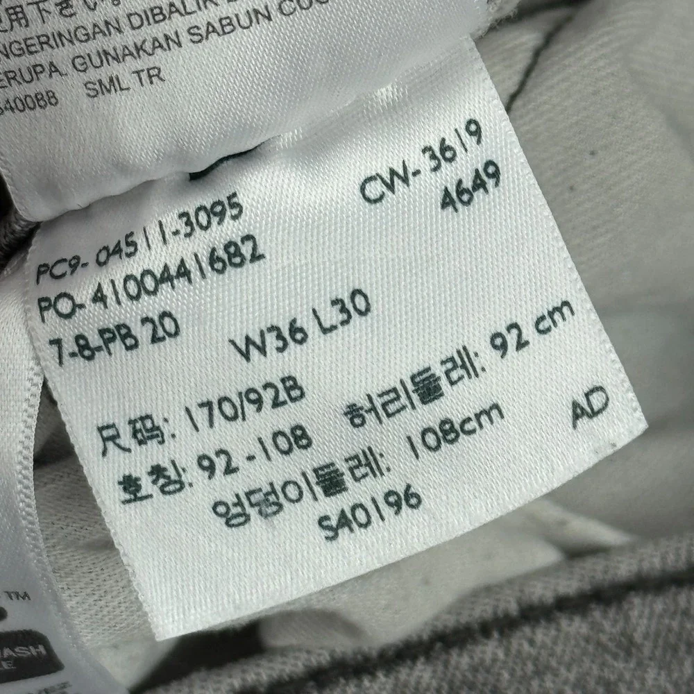 Levis 511 Jeans Mens 36x30 Gray Slim Fit Utility Straight Denim Pants Workwear